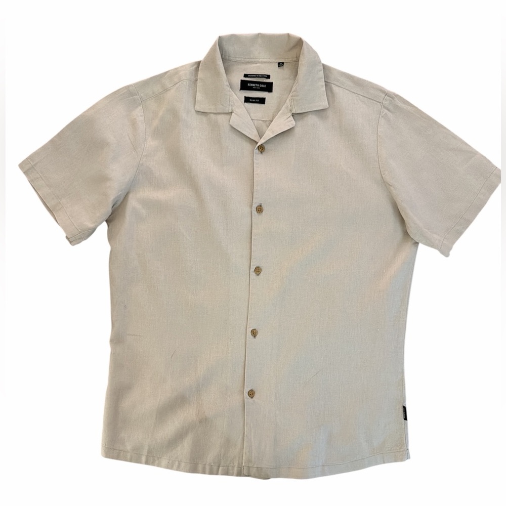Men's Linen Beige Short Sleeve Shirt